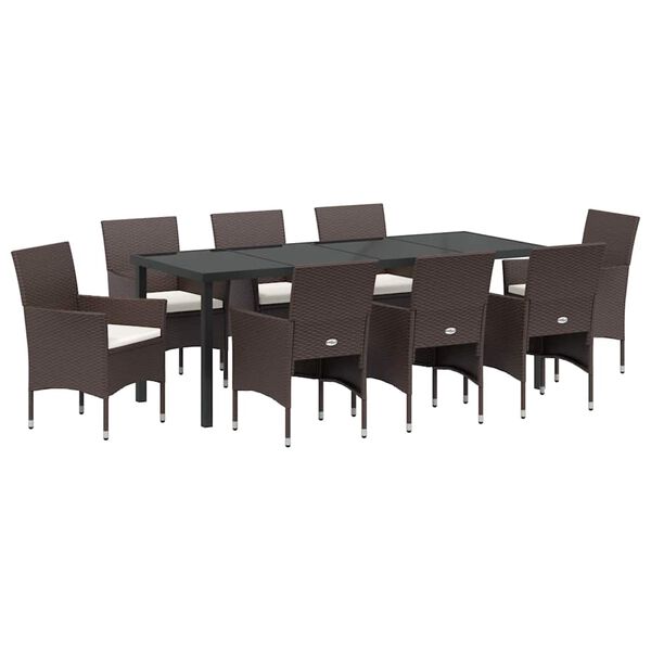 vidaXL Aia s&ouml;&ouml;gilaudade komplekt padjaga 9 pcs Pruun pol&uuml;rotang