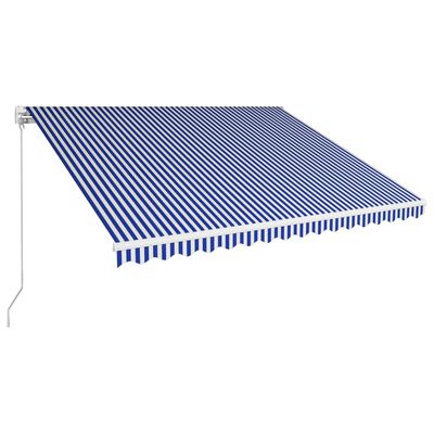 vidaXL käsitsi sissetõmmatav varikatus, 400 x 300 cm, sinine ja valge