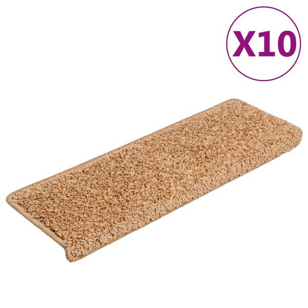 vidaXL trepimatid 10 tk 65 x 21 x 4 cm beežid ristkülikukujulise servaga