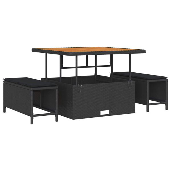 vidaXL Aia Diivanikomplekt padjaga 13 pcs Must pol&uuml;rotang