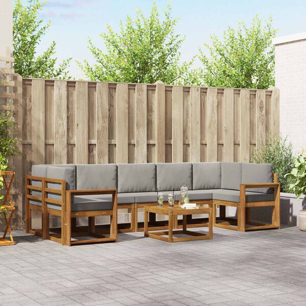 vidaXL V&auml;li diivanikomplekt padjaga 8 pcs Looduslik ja Hele Hall