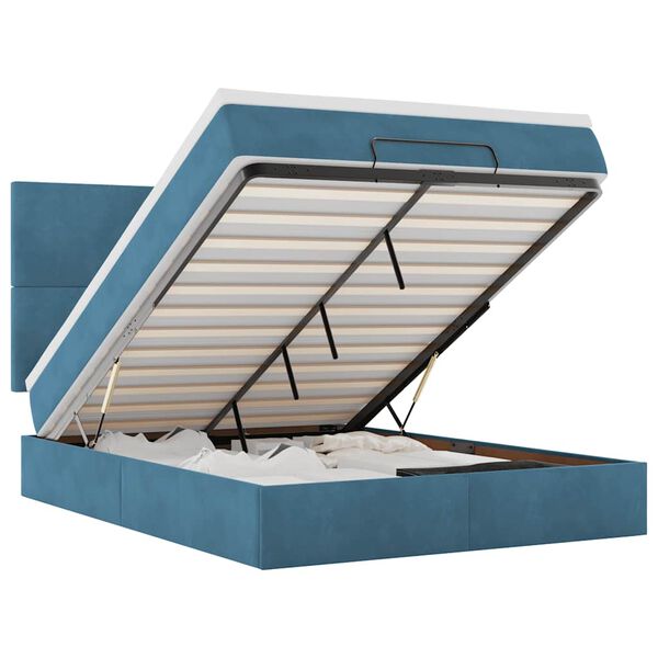 vidaXL ottomani voodi madratsitega, tumesinine, 140x190cm, samet