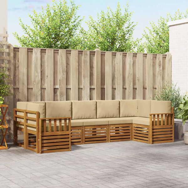 vidaXL Diivanikomplektid 7 pcs Looduslik ja beež Tugev akatsiapuu