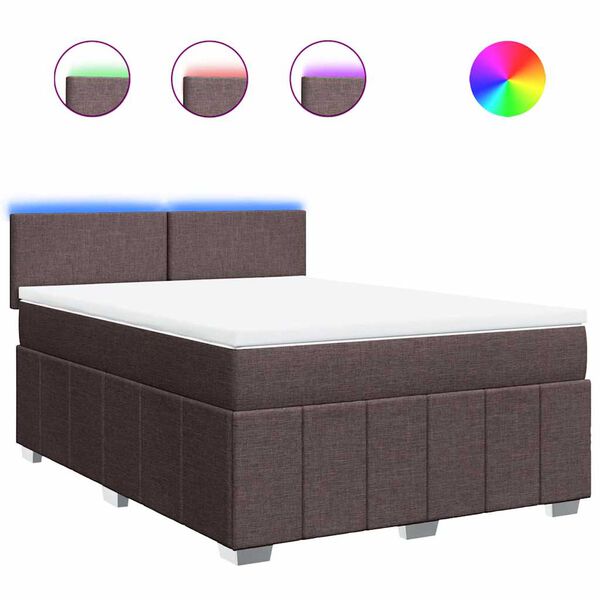 vidaXL kontinentaalvoodi madratsiga, tumepruun, 140x190 cm, kangas