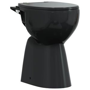 vidaXL &Auml;&auml;risteta WC-pott, 7 cm lisak&otilde;rgus, pehme sulgumine, must keraamika