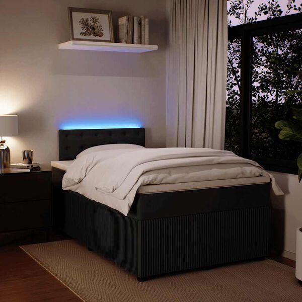 vidaXL kontinentaalvoodi madratsiga, must, 120x200 cm, samet