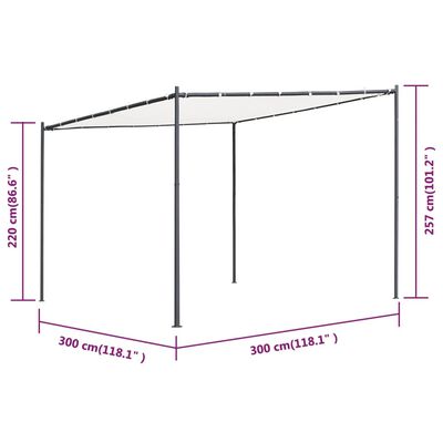 vidaXL varjualune, katusega, 3 x 3 m, valge 180 g/m²