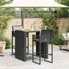 vidaXL 3-osaline aiatangide komplekt patjadega Black Poly Rattan