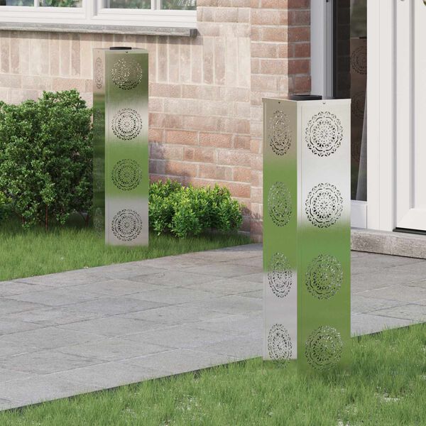 vidaXL P&auml;ikese LED k&auml;igutee tuli 2 pcs H&otilde;bedane Roostevaba teras