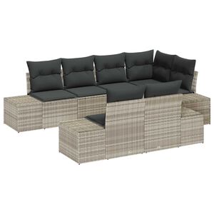 vidaXL Aia Diivanikomplekt ladustamisega 7 pcs Helehall pol&uuml;rotang