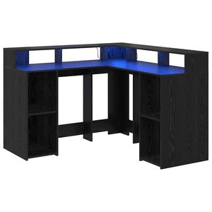 vidaXL Laud riiuliga Must tamm 130 x 130 x 91 cm Tehispuit