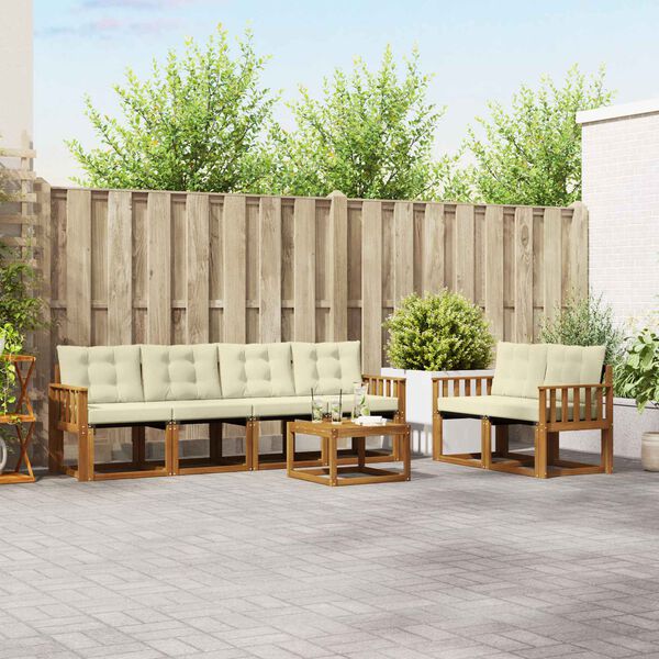 vidaXL V&auml;li diivanikomplekt padjaga 7 pcs Looduslik ja kreem