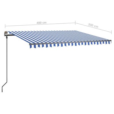 vidaXL automaatselt sissetõmmatav varikatus postid 4x3 m sinine/valge