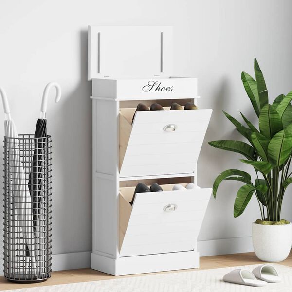 vidaXL kingakapp, valge, 50 x 28 x 98 cm, Paulownia puit