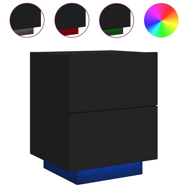 vidaXL öökapp LED-valgustusega, must, tehispuit