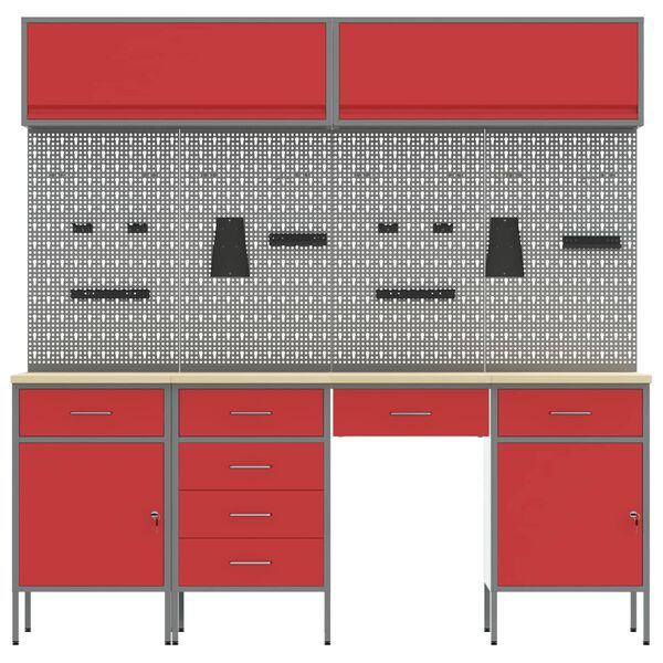 vidaXL T&ouml;&ouml;laud sahtliga lukuga 10 pcs Must 200 x 55 x 200 cm Teras