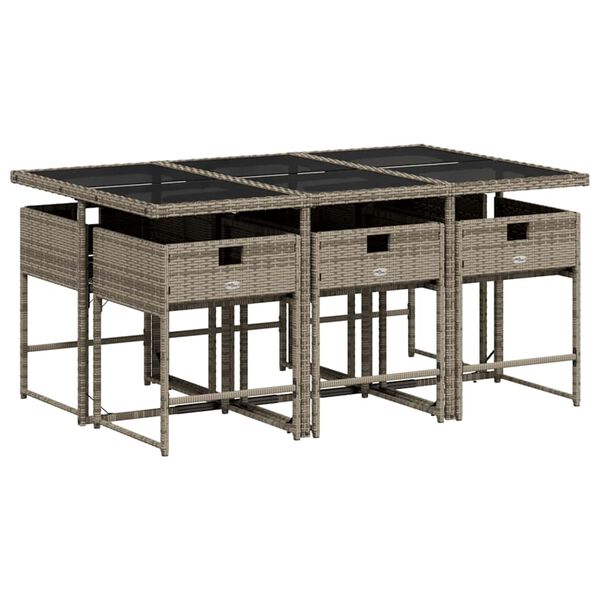 vidaXL 7-osaline aiam&ouml;&ouml;bli komplekt patjadega, hall, pol&uuml;rotang