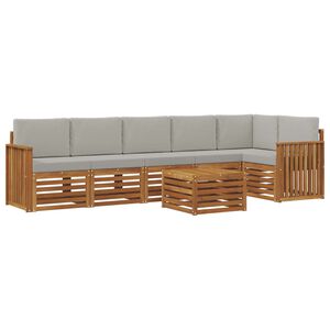 vidaXL Nurgadiivanikomplekt padjaga 7 pcs Looduslik ja Hele Hall