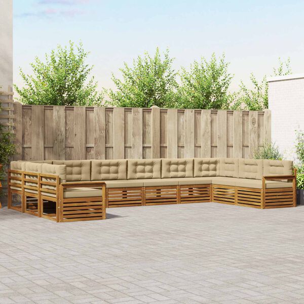 vidaXL Diivanikomplektid 4 pcs Looduslik ja beež Tugev akatsiapuu