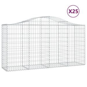 vidaXL kaarekujulised gabioonkorvid 25 tk, 200x50x100/120 cm, raud