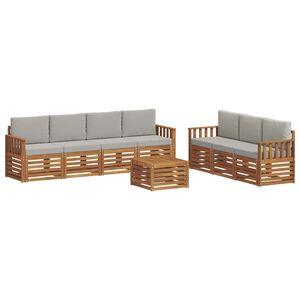 vidaXL Diivanikomplektid 8 pcs Looduslik ja Hele Hall Tugev akatsiapuu