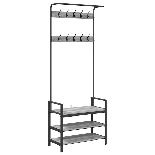 vidaXL Riidepuu riiuliga Hall Sonoma 75 x 34 x 184 cm Tehispuit