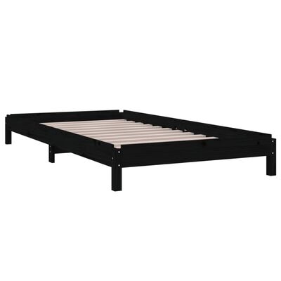 vidaXL virnastatav voodi, must, 75x190 cm, männipuit
