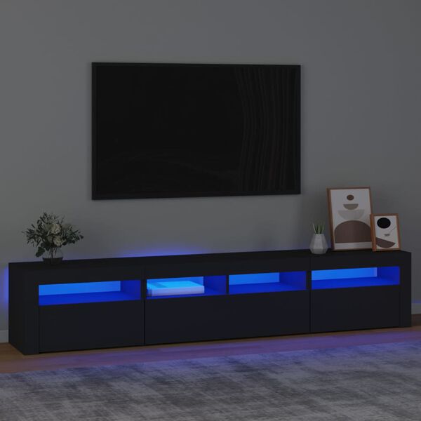 vidaXL telerialus LED-tuledega, must, 210x35x40 cm