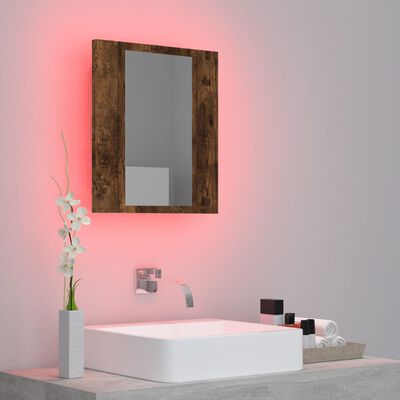 vidaXL LED-peegelkapp, suitsutatud tamm, 40x12x45 cm, tehispuit