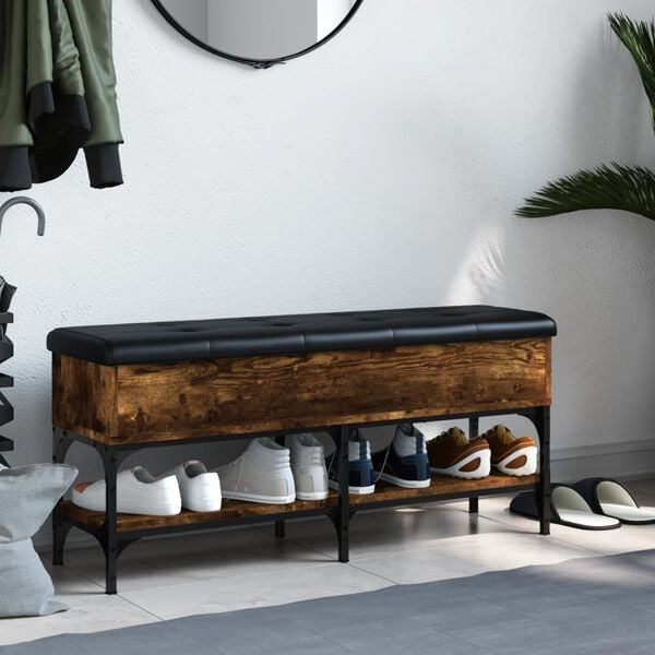 vidaXL jalatsipink, suitsutatud tamm, 102 x 32 x 45 cm, tehispuit