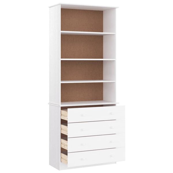 vidaXL raamaturiiul sahtlitega "ALTA" valge, 77x35x186,5 cm, m&auml;nnipuit