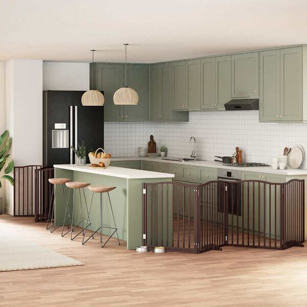 vidaXL kokkupandav koerav&auml;rav uksega, 10 paneeli, pruun 800 cm, pappel