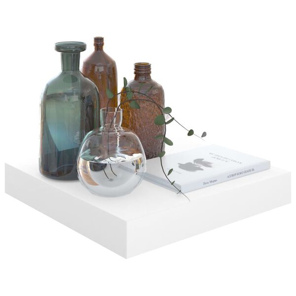 vidaXL seinariiulid, 4 tk, k&otilde;rgl&auml;ikega valge, 23 x 23,5 x 3,8 cm MDF