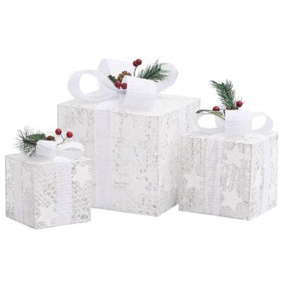 vidaXL dekoratiivsed jõulukingikarbid 3tk, hõbedane, õue ja tuppa