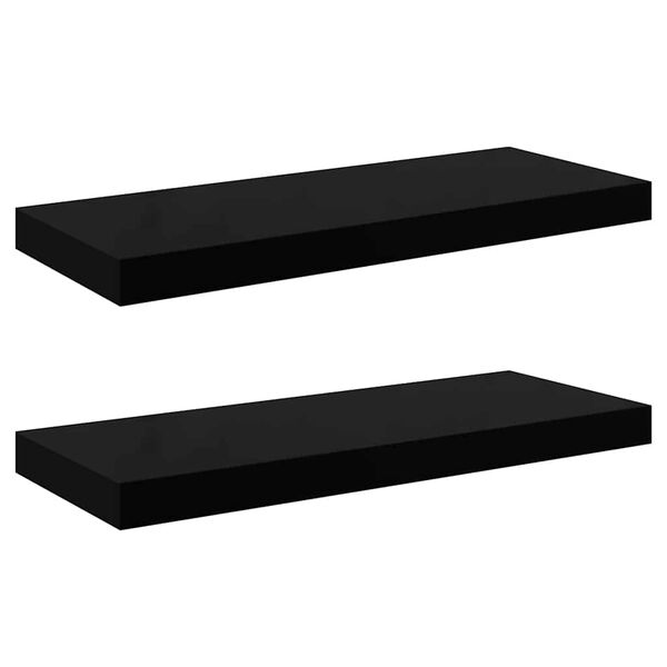 vidaXL seinariiulid, 2 tk, k&otilde;rgl&auml;ikega must, 60 x 23,5 x 3,8 cm MDF