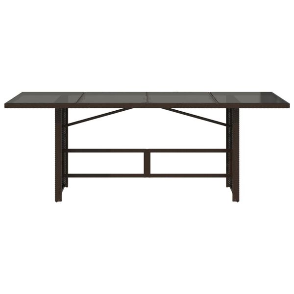 vidaXL aialaud klaasplaadiga, pruun, 190x80x75 cm, polürotang