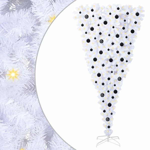 vidaXL Tehisj&otilde;ulupuu koos 300 LED-iga Valge 210 cm PVC ja teras