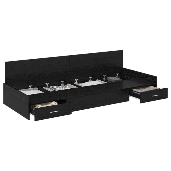 vidaXL Voodi raam peaga sahtliga Must tamm 80 x 200 cm Tehispuit