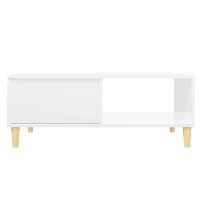 vidaXL kõrgläikega kohvilaud, valge, 90x60x35 cm puitlaastplaat