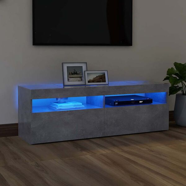 vidaXL telerialus LED-tuledega, betoonhall, 120x35x40 cm