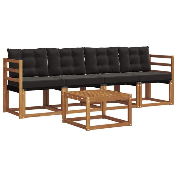 vidaXL V&auml;li diivanikomplekt padjaga 5 pcs Looduslik ja must