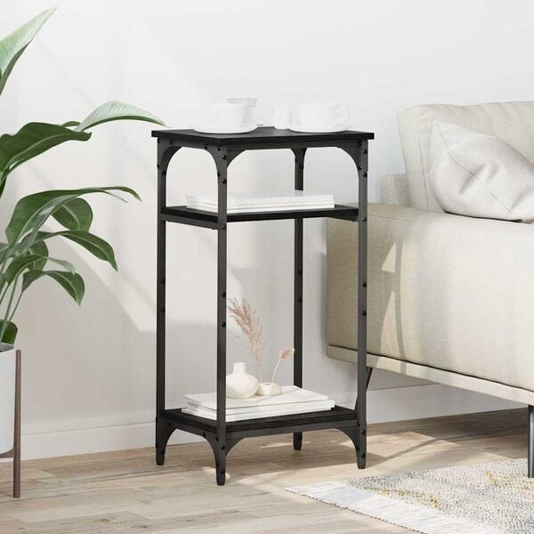 vidaXL K&uuml;lglaud riiuliga Must tamm 40 x 30 x 75 cm Tehispuit