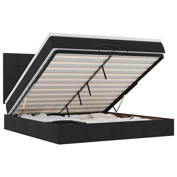 vidaXL Ottomani voodiraam madratsitega, must, 200x200cm, kangas