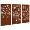 vidaXL aia seinakaunistus, 3 osa, 105x55 cm, Corteni teras, puu disain