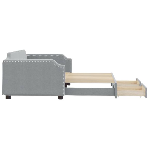 vidaXL diivanvoodi madratsiga, helehall, 100x200 cm, kangas