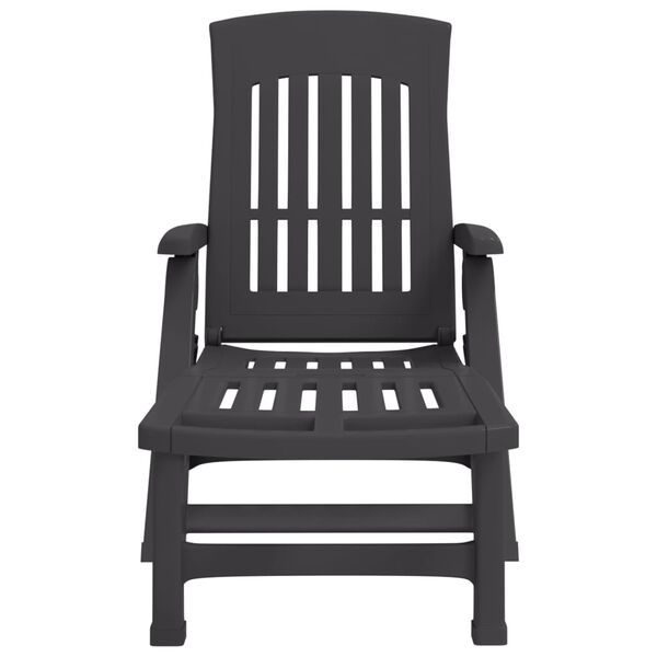 vidaXL kokkupandav päevitustool ratastega, antratsiithall, PP