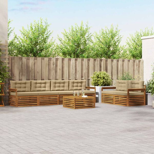 vidaXL V&auml;li diivanikomplekt padjaga 7 pcs Looduslik ja beež