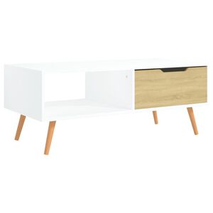vidaXL kohvilaud, valge ja Sonoma tamm 100x49,5x43 cm puitlaastplaat