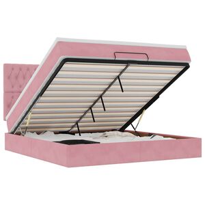 vidaXL Ottomani voodiraam madratsitega, roosa, 180x200 cm, samet