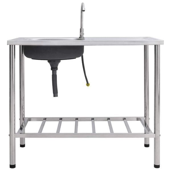 vidaXL matkavalamu &uuml;he kraanikausiga, kraaniga, roostevaba teras